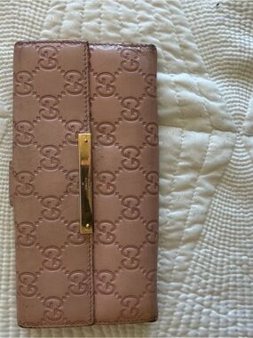 Gucci Blush Embossed GG Continental Wallet with Gold Accent